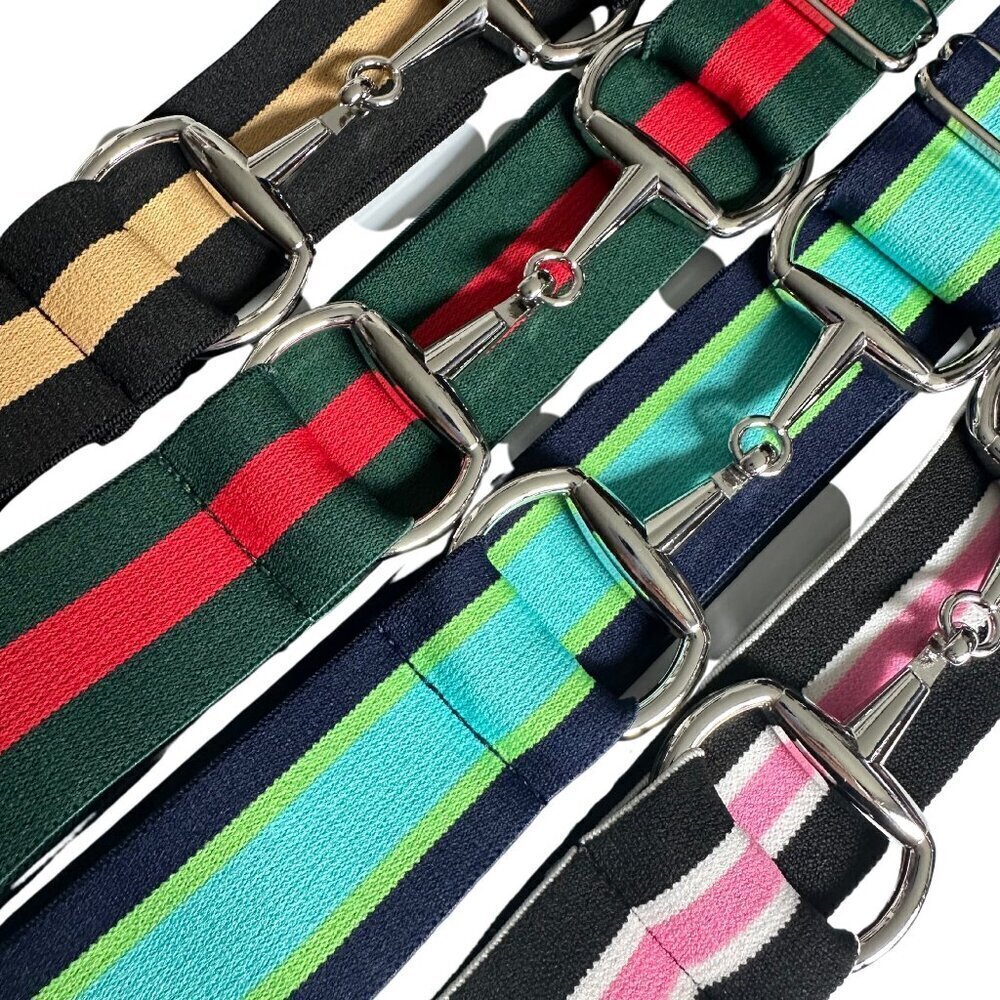 Elastic Silver Horse Bit Belts for Equestrians in Stripes